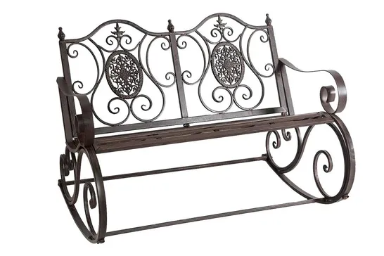 BOXED SASSYHOME WROUGHT 2 SEAT ROCKING IRON BENCH