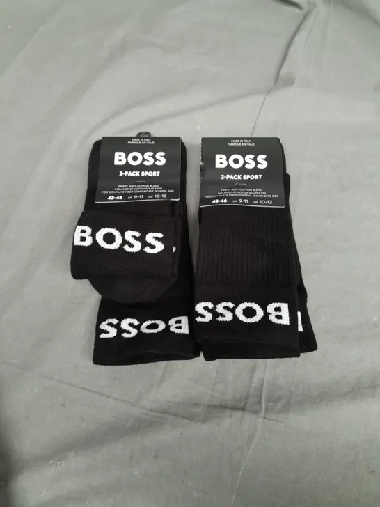 2 PACKS OF 2 BOSS BLACK SOCKS - UK 9-11