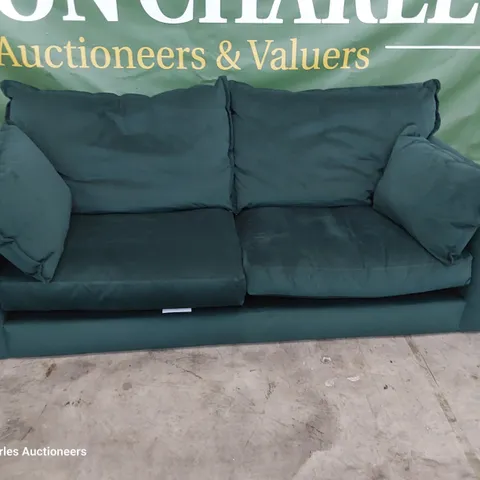 QUALITY BRITISH DESIGNER LOUNGE Co. THREE SEATER SOFA PLUSH GREEN FABRIC 