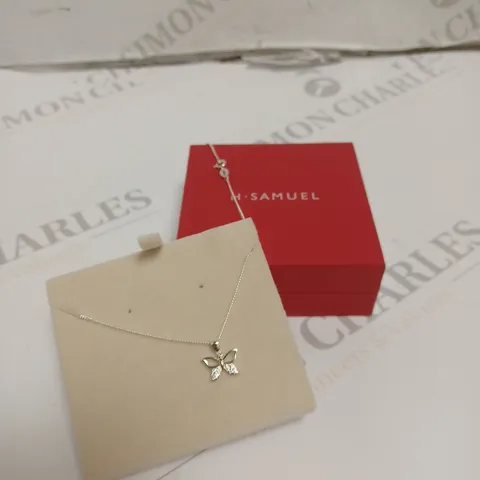 BOXED H.SAMUEL SILVER ROPE CHAIN BUTTERFLY PENDANT NECKLACE 