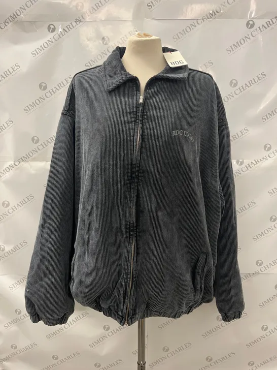 BDG JEANS CORDUROY BOMBER JACKET IN GREY SIZE XL