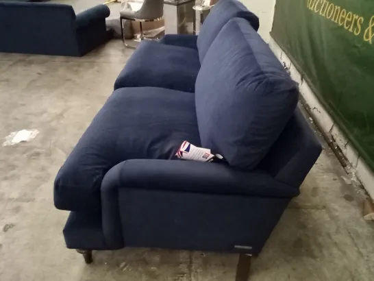 QUALITY THE LOUNGE CO DESIGNER 3 SEATER SOFA - DARK BLUE FABRIC 