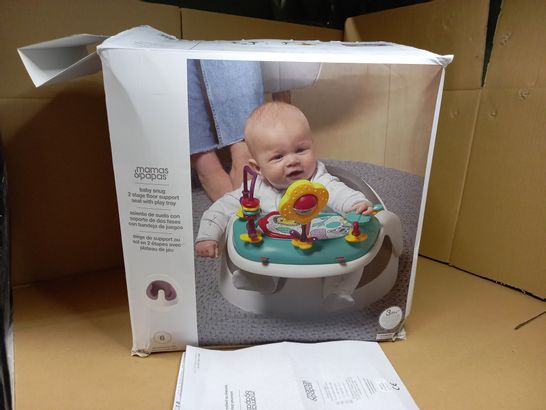 BOXED MAMAS & PAPAS BABY SNUG 2 STAGE FLOOR SUPPORT SEAT WITH PLAY TRAY