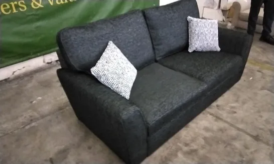 DESIGNER BLACK FABRIC 2 SEATER SOFA WITH CUSHIONS 