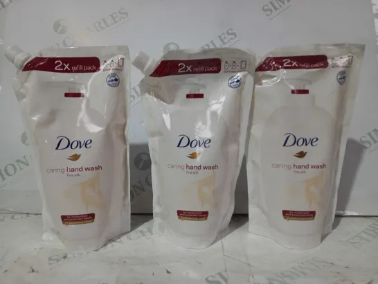 LOT OF 3 DOVE CARING HAND WASH FINE SILK PACKS