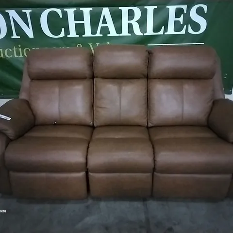 QUALITY BRITISH DESIGNER G PLAN KINGSBURY 3 SEATER ELECTRIC RECLINER DALLAS TAN LEATHER