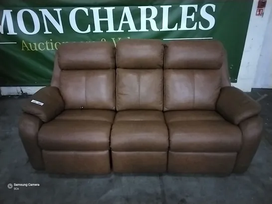 QUALITY BRITISH DESIGNER G PLAN KINGSBURY 3 SEATER ELECTRIC RECLINER DALLAS TAN LEATHER