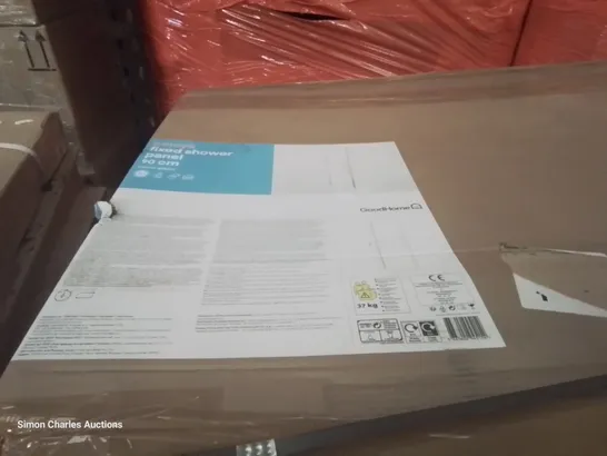 PALLET OF ASSORTED BATHROOM FITTINGS INCLUDING, BATH, AQUALUX OFFSET QUADRANT 6 SHOWER CABINET, BELOYA FIXED SHOWER PANEL 90cm, QUADRANT SHOWER TRAY.