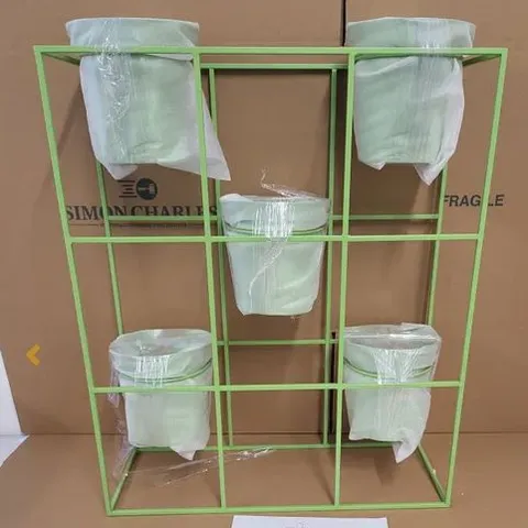 BOXED BRAND NEW MY HOME STORIES 5 POT WALL PLANTER - GREEN (1 BOX)