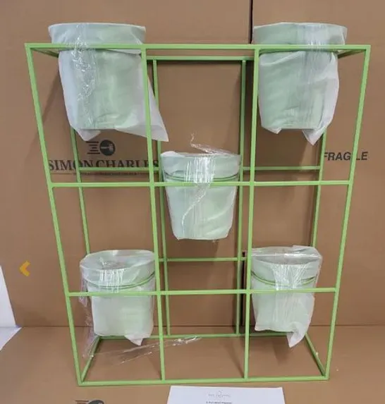 BOXED BRAND NEW MY HOME STORIES 5 POT WALL PLANTER - GREEN (1 BOX)