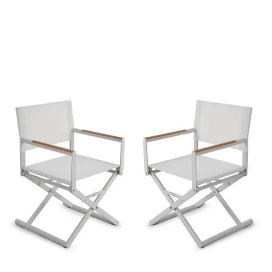 MY GARDEN STORIES SET OF 2 FOLDING DIRECTOR CHAIRS - PEBBLE