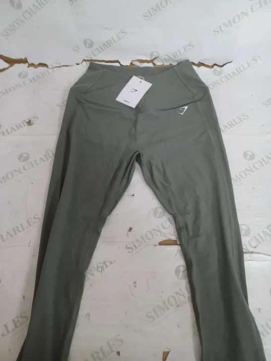 GYMSHARK GREEN CROSSOVER LEGGINGS - SMALL