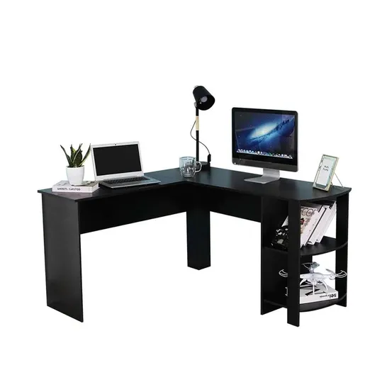 BOXED HAMPTON AND STEWART L-SHAPE COMPUTER DESK BLACK 