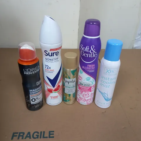 APPROXIMATELY 20 AEROSOL DEODORANT SPRAYS TO INCLUDE SURE, L'OREAL AND SOFT AND GENTLE