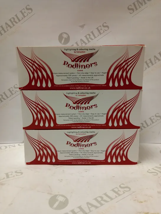 LOT OF 3 X APPROX 200 REDLINERS HAIR MECHE - LONG 