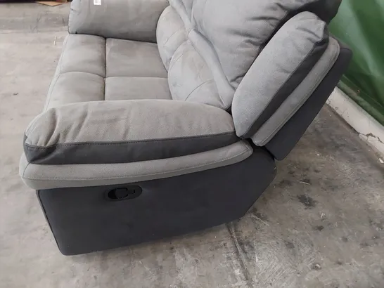 DESIGNER MANUAL RECLINING TWO SEATER SOFA TWO TONE GREY LEATHER 