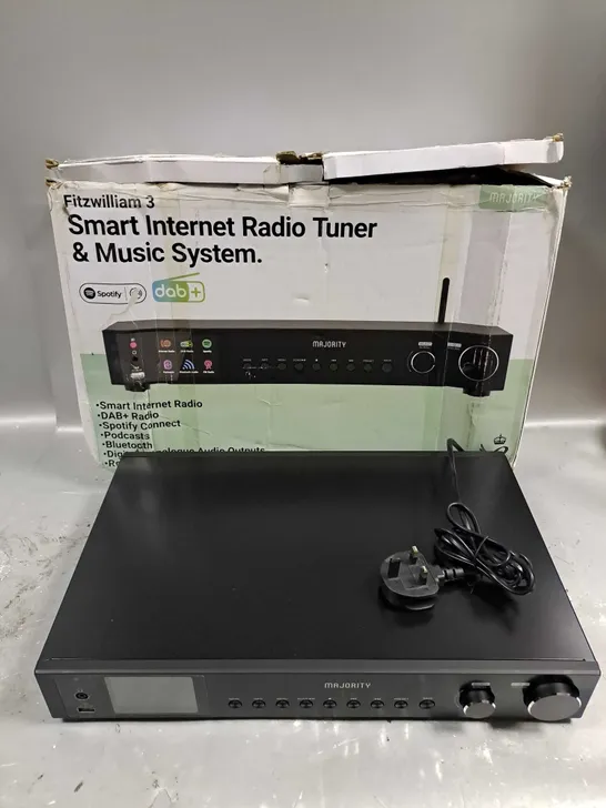 BOXED MAJORITY FITZWILLIAM 3 SMART INTERNET RADIO TUNER & MUSIC SYSTEM IN BLACK