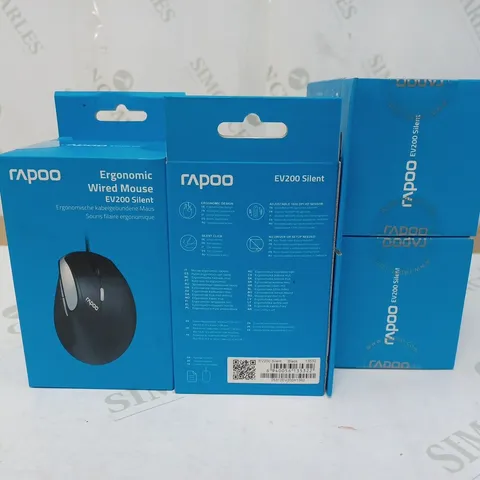 LOT OF 10 BRAND NEW RAPOO ERGONOMIC WIRED EV200 SILENT MOUSE'S
