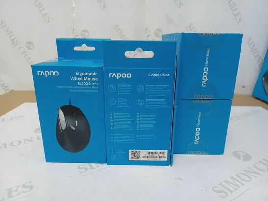LOT OF 10 BRAND NEW RAPOO ERGONOMIC WIRED EV200 SILENT MOUSE'S