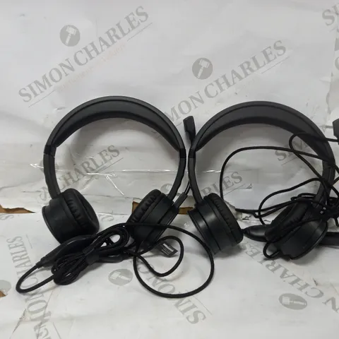 BOX OF 2 BLACK WEB USB HEADSETS 