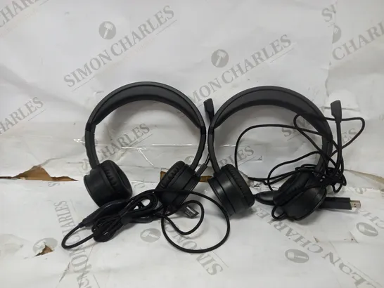 BOX OF 2 BLACK WEB USB HEADSETS 