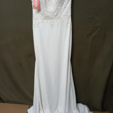 JUSTIN ALEXANDER IVORY EMBELLISHED WEDDING DRESS - 12