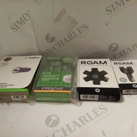 LOT OF APPROXIMATELY 50 SMARTPHONE ACCESSORIES TO INCLUDE HEADPHONE SPLITTERS, EARPHONES, UNIVERSAL CAR CHARGERS ETC
