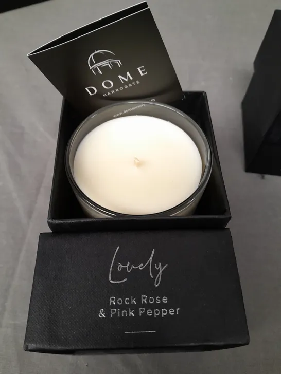 BOXED DOME HARROGATE ROCK ROSE AND PINK PEPPER SCENTED CANDLE