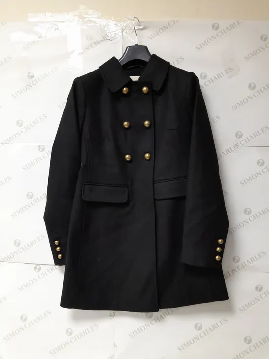 BODEN DOUBLE BREASTED WOOL COAT IN BLACK UK 6