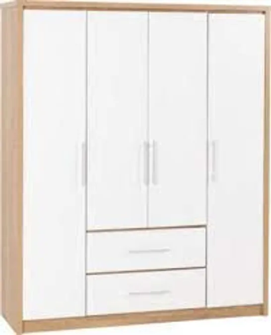 BOXED LOUISA SEVILLE 4 DOOR 2 DRAWER WARDROBE WHITE GLOSS (3 BOXES)