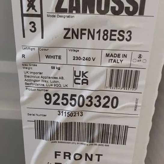 ZANUSSI SERIES 40 INTEGRATED FRIDGE FREEZER WHITE Model ZNFN18ES3 RRP £559