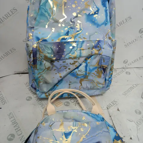 BLUE & GOLDEN PLATTER BACKPACK WITH MATCHING LUNCHBOX AND PENCIL CASE 