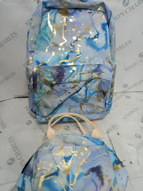 BLUE & GOLDEN PLATTER BACKPACK WITH MATCHING LUNCHBOX AND PENCIL CASE 