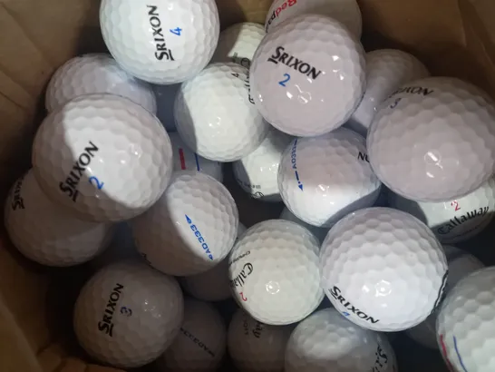 BOX OF APPROXIMATELY 20 ASSORTED GOLF BALLS TO INCLUDE SRIXON, CALLAWAY, ETC