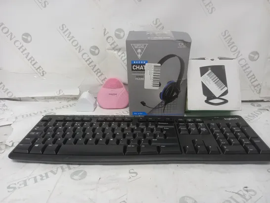 BOX OF APPROX. 12 ASSORTED ITEMS TO INCLUDE - MAGNTONE SOFT TOUCH SILICONE FACIAL BRUSH - FLEXSON S1-DS - TURTLE BEACH RECON CHAT ECT