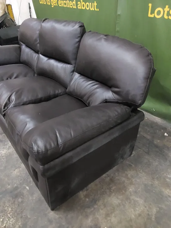 DESIGNER 3-SEATER IN DARK BROWN LEATHER 