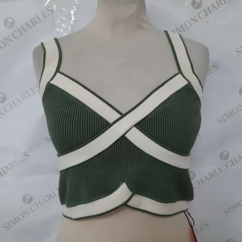 CIDER GREEN & CRÈME CROP TOP - SIZE LARGE