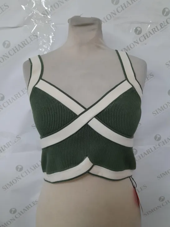 CIDER GREEN & CRÈME CROP TOP - SIZE LARGE