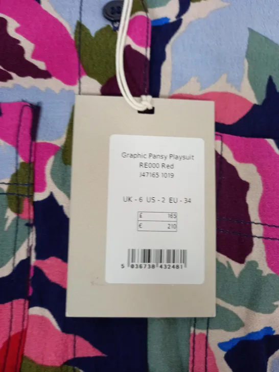 JIGSAW GRAPHIC PANSY PLAYSUIT SIZE 6