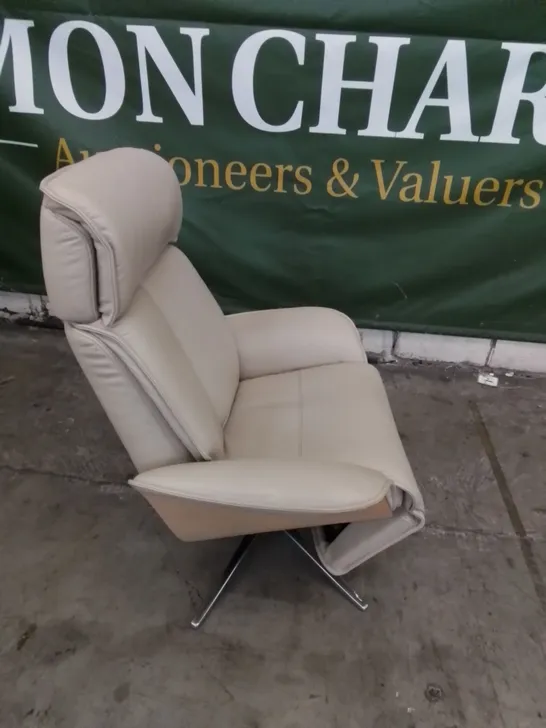 DESIGNER G PLAN MADE OSLO LEATHER ELECTRIC RECLINING CHAIR IN CAMBRIDGE STONE