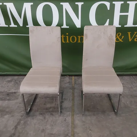 SET OF 2 PERTH DINING CHAIRS IN CHAMPAGNE CLASSIC VELVET WITH CHROME LEGS