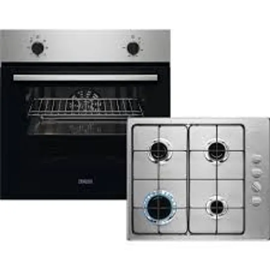 ZANUSSI ZPG2000BXA BUILT-IN ELECTRIC SINGLE OVEN AND GAS HOB PACK, STAINLESS STEEL, A RATED ENERGY