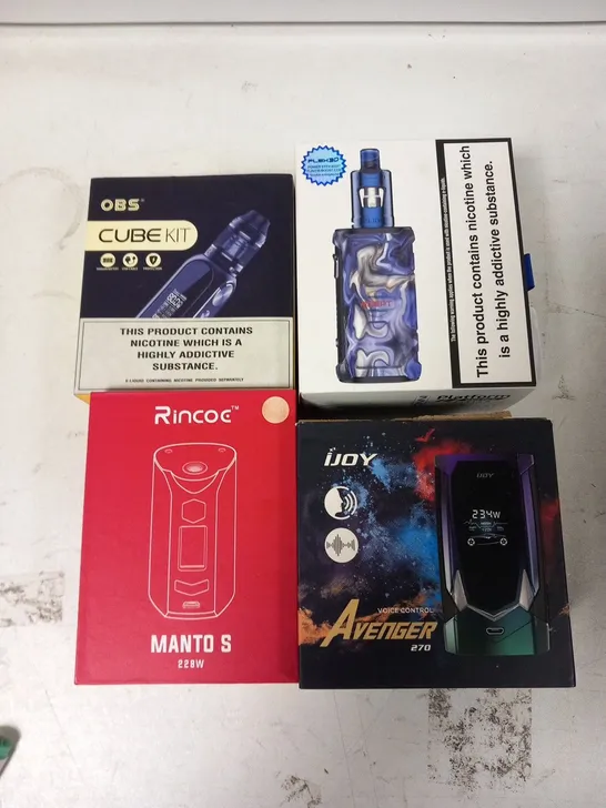 APPROXIMATELY 9 ASSORTED E-CIGARETTES AND E-CIGARETTE PARAPHERNALIA TO INCLUDE; IJOY, OBS, RINCOE AND INNOKIN