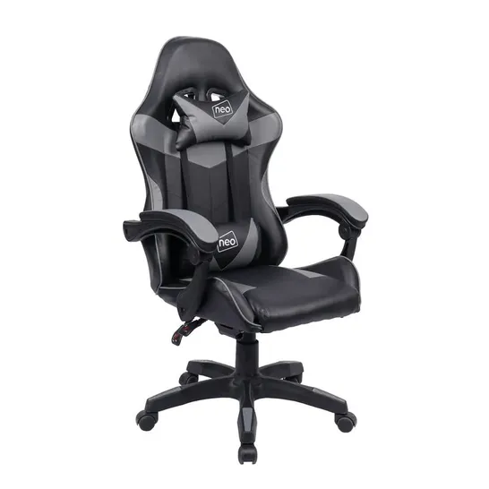 BOXED NEO FAUX LEATHER GAMING CHAIR - BLACK/GREY (1 BOX)