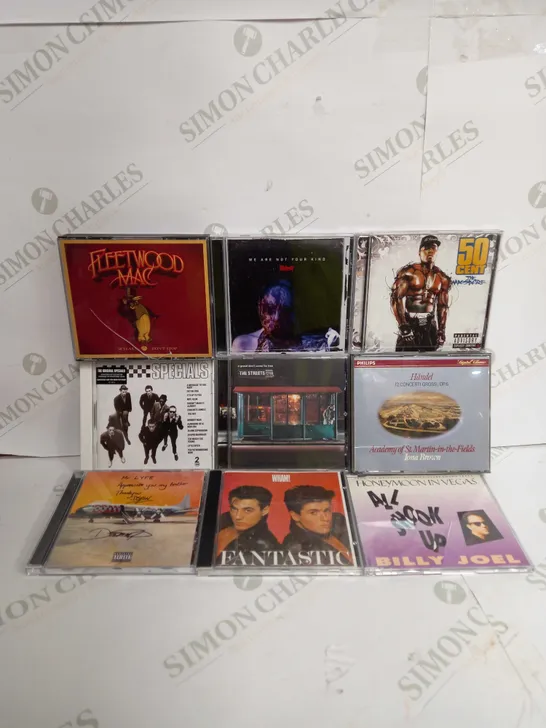 BOX OF APPROX 9 ASSORTED CD'S TO INCLUDE - WHAM FANTASTIC - FLEETWOOD MAC 50 YEARS DONT STOP - 50 CENT THE MASSACRE ECT