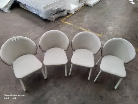 SET OF 4 QUALITY FABRIC UPHOLSTERED CREAM AND GREY SIDE/DINING CHAIRS (SOME MARKS AS SHOWN IN PICTURES)