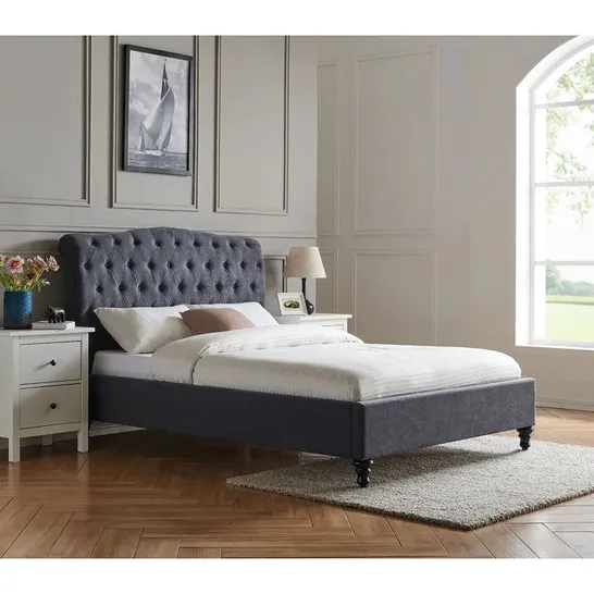 BOXED FAIRFIELD UPHOLSTERED 5FT PLATFORM BED - DARK GREY (3 BOXES)