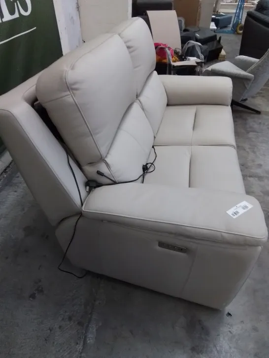 DESIGNER G PLAN MADE HARPER 2 SEATER OXFORD PUTTY LEATHER ELECTRIC RECLINING SOFA 