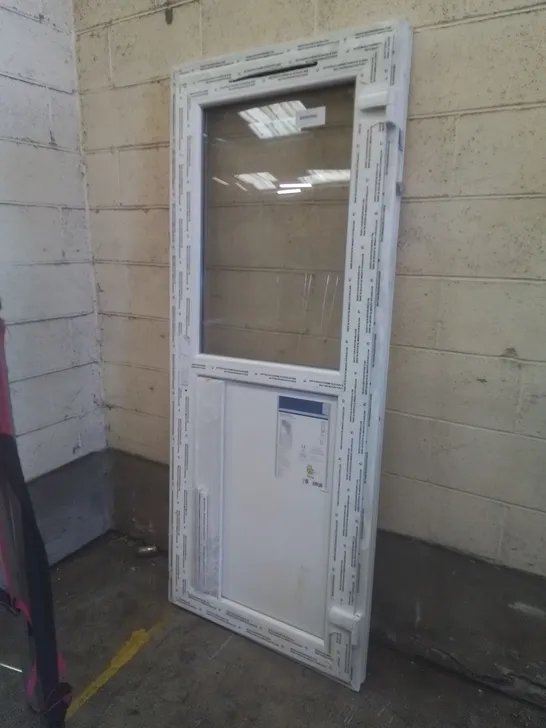 PVC BACK DOOR, 1/2 GLAZED (2055MM H X 840MM W X 60MM D)