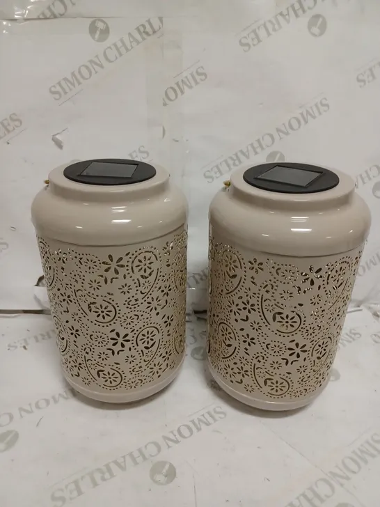 GARDEN REFLECTIONS SET OF 2 PATTERNED SOLAR LANTERNS, PAISLEY